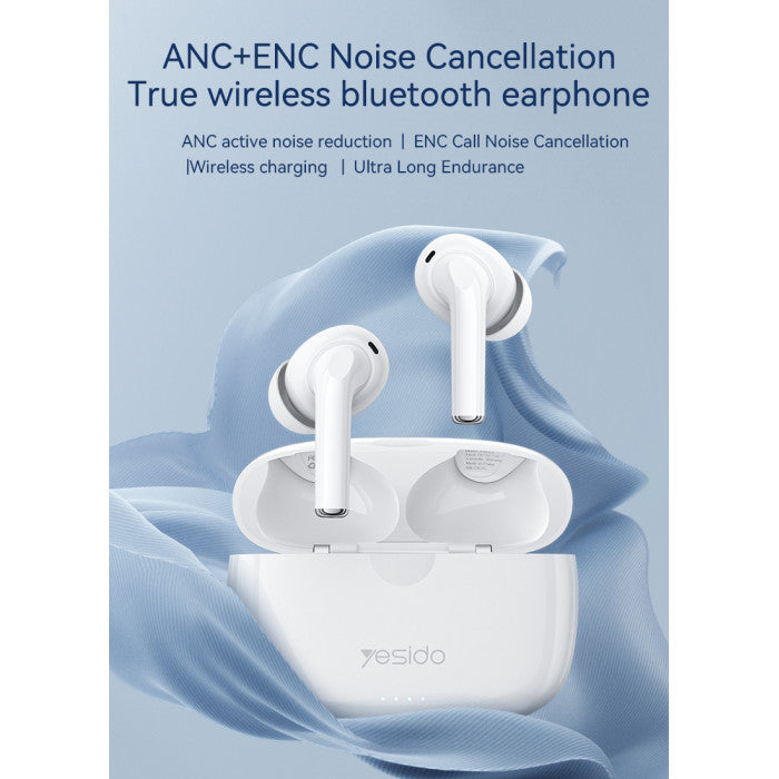Yesido TWS24 Bluetooth 5.2 ANC & ENC True Wireless Earbuds | Wireless Charging | Noise Cancelling
