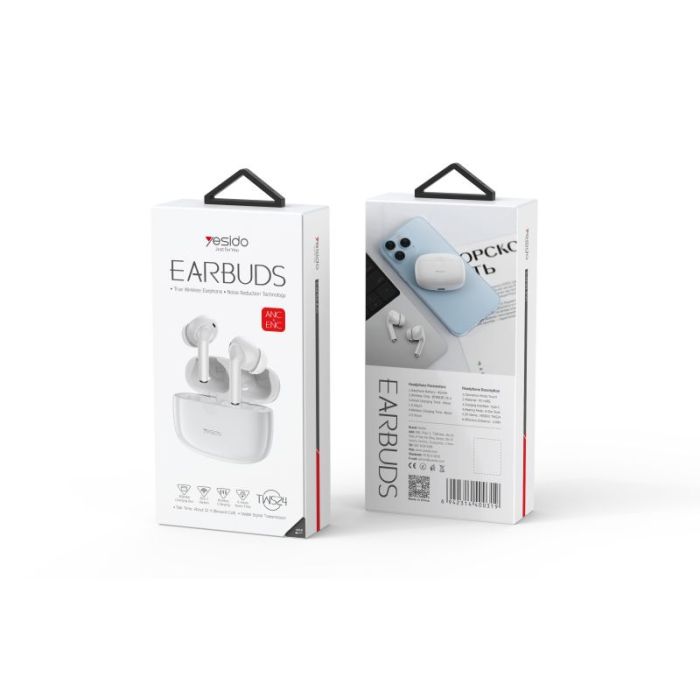 Yesido TWS24 Bluetooth 5.2 ANC & ENC True Wireless Earbuds | Wireless Charging | Noise Cancelling