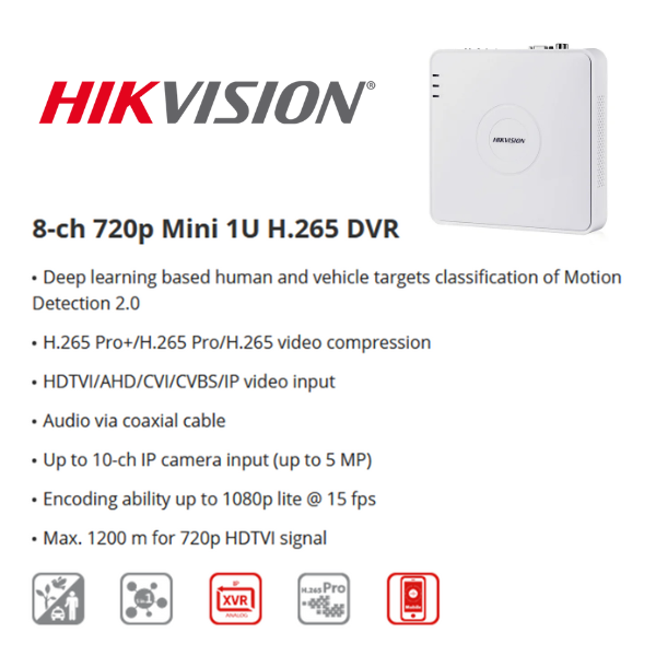 Hikvision 8-Channel Turbo HD DVR M1 – CCTV Recorder