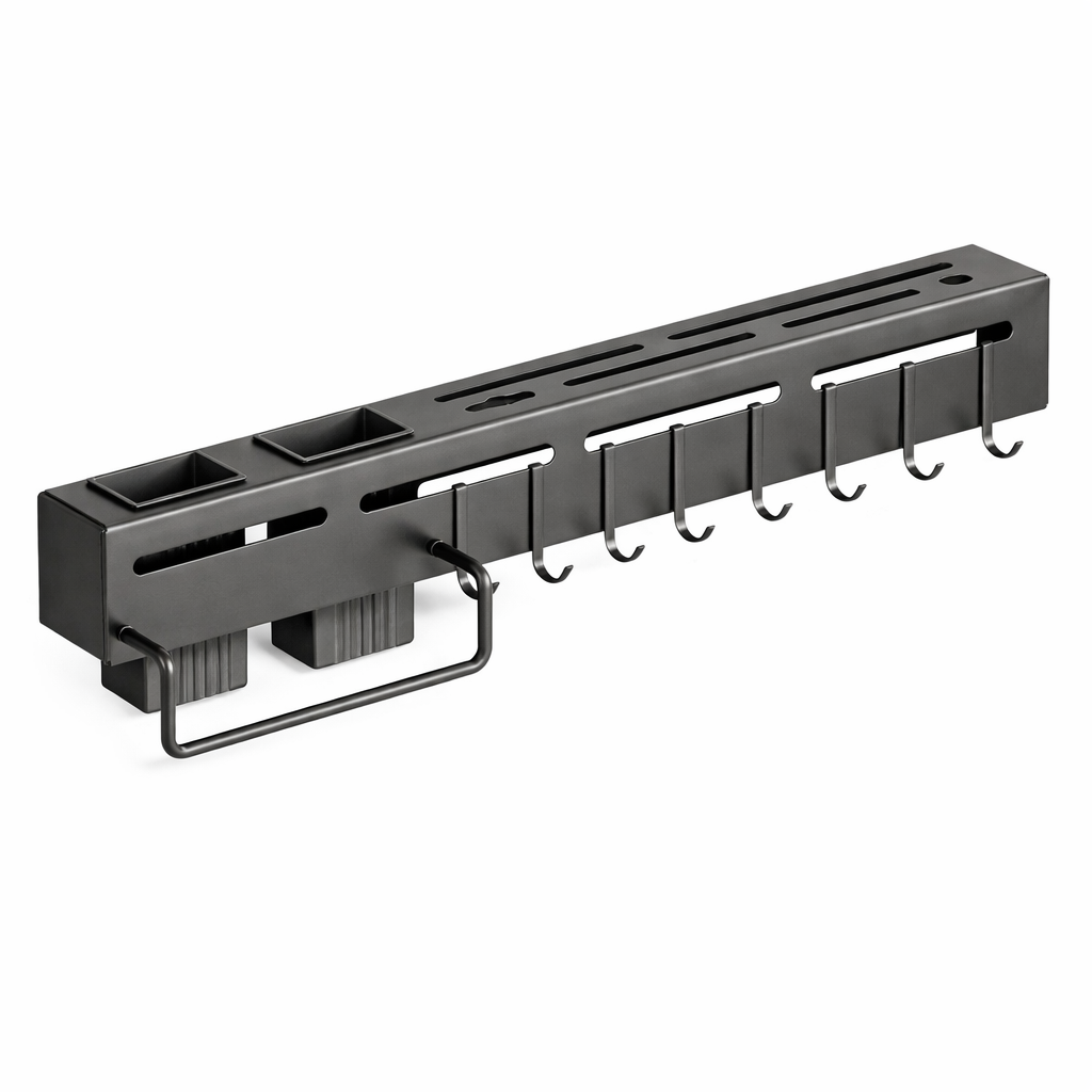 Wall Mounted Kitchen Knife Holder & Utensil Organizer Rack with Hooks