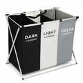 3 Section Collapsible Laundry Basket Sorter with Foldable Frame