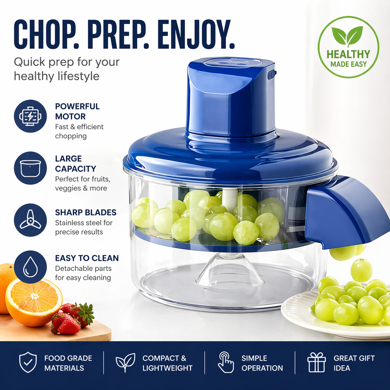 Electric Fruit Peeler & Garlic Chopper – Automatic Rechargeable Kitchen Tool with Stainless Steel Blades