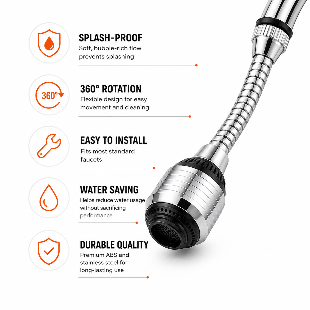 Flexible 360° Rotating Faucet Extender