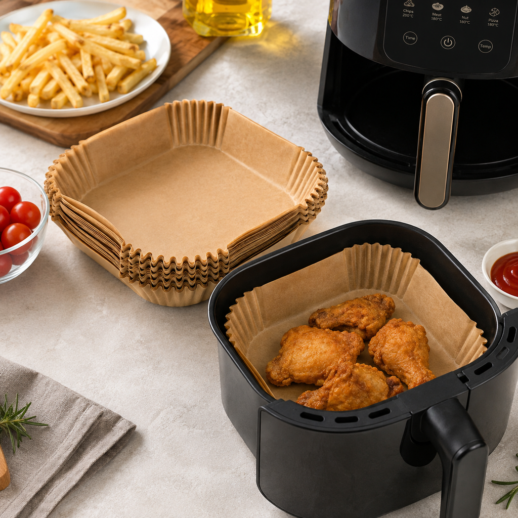 Air Fryer Paper Liners – 120 Pack | 160mm x 45mm
