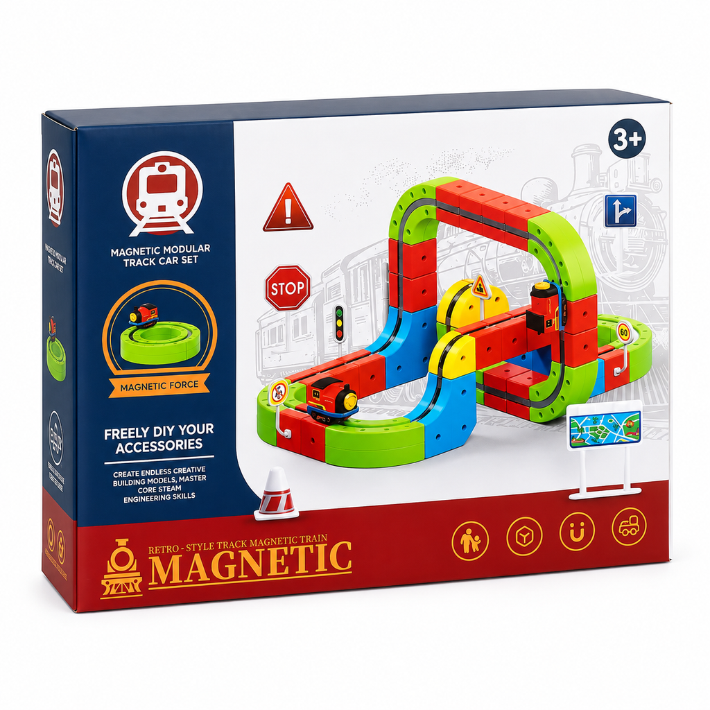 Magnetic Modular Train Track Set – 30 Piece DIY Building Toy