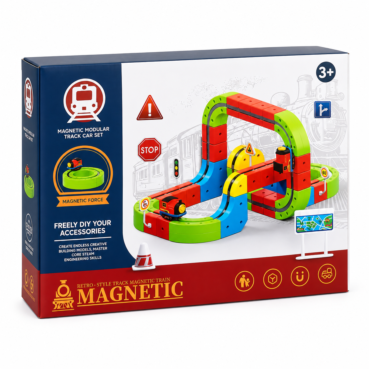 Magnetic Modular Train Track Set – 30 Piece DIY Building Toy