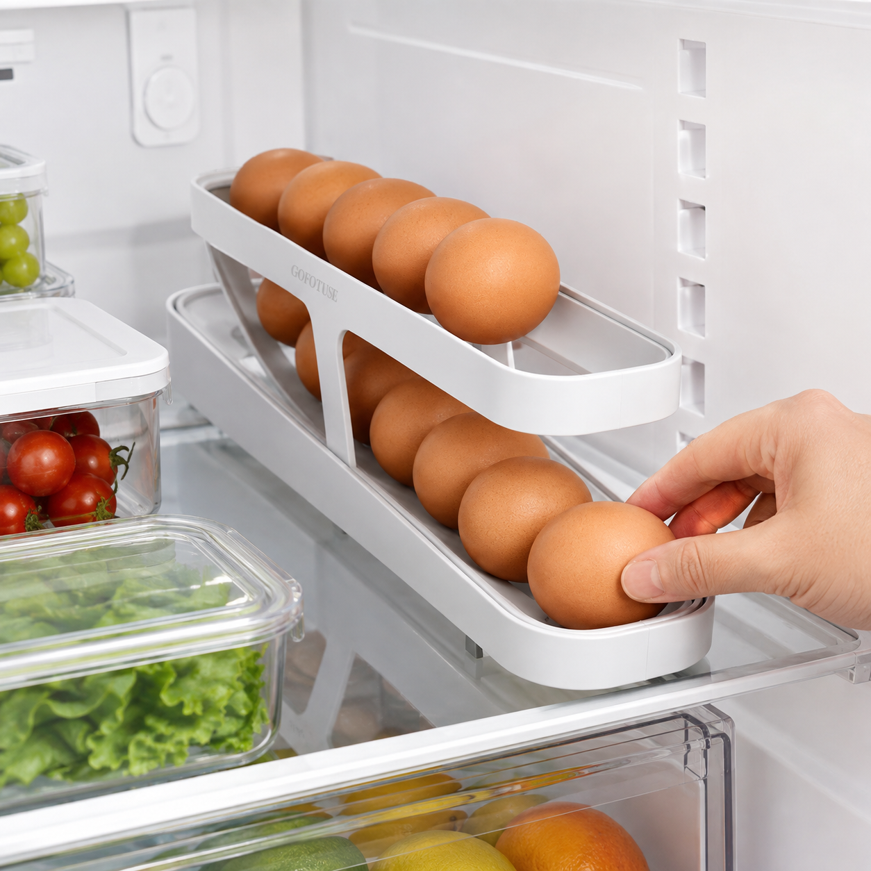 2-Tier Egg Storage Rack – Automatic Rolling Egg Holder