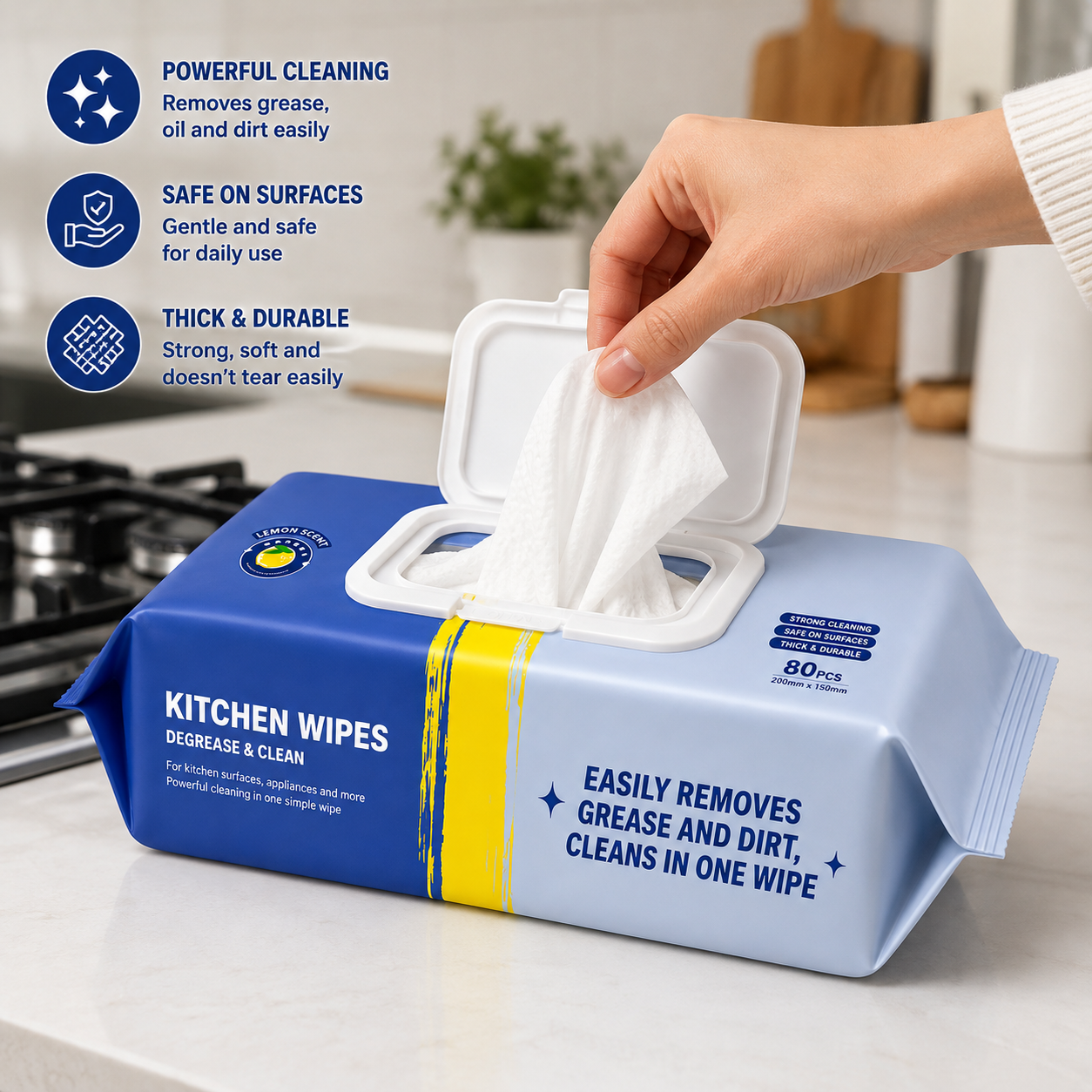 Kitchen Cleaning Wipes – 80 Pack