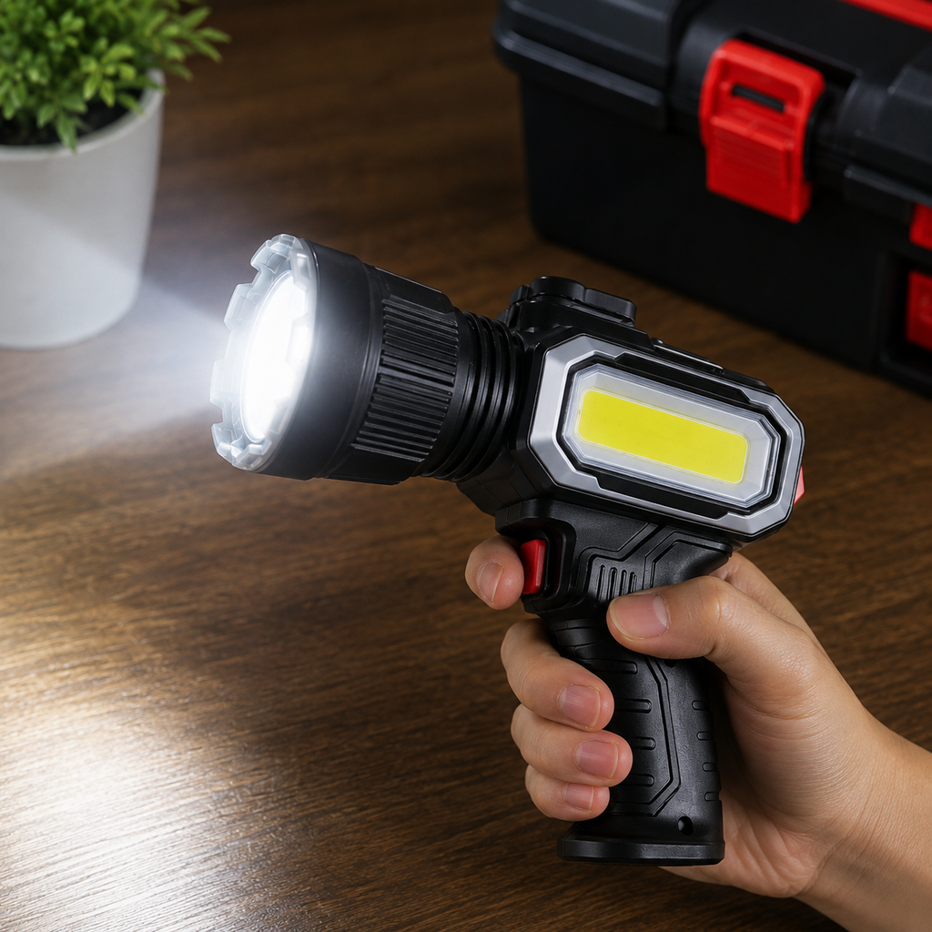 JB-1998B Multifunctional Flashlight – Solar & Type-C Rechargeable LED Torch