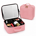 LED Makeup Mirror Travel Case – Portable Makeup Organizer with Adjustable Dividers