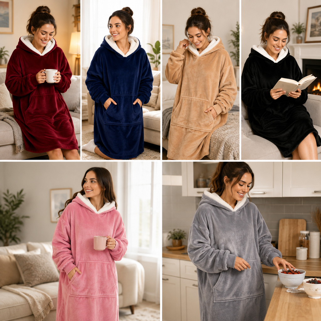 Plush Hooded Blanket Hoodie – Warm & Cozy Wearable Blanket