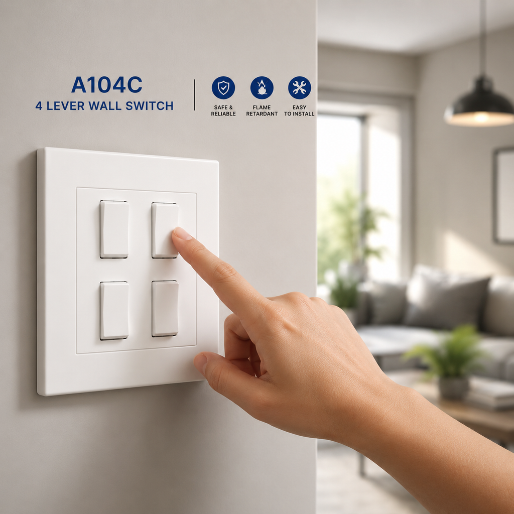 Redisson 4 Lever Wall Switch – White