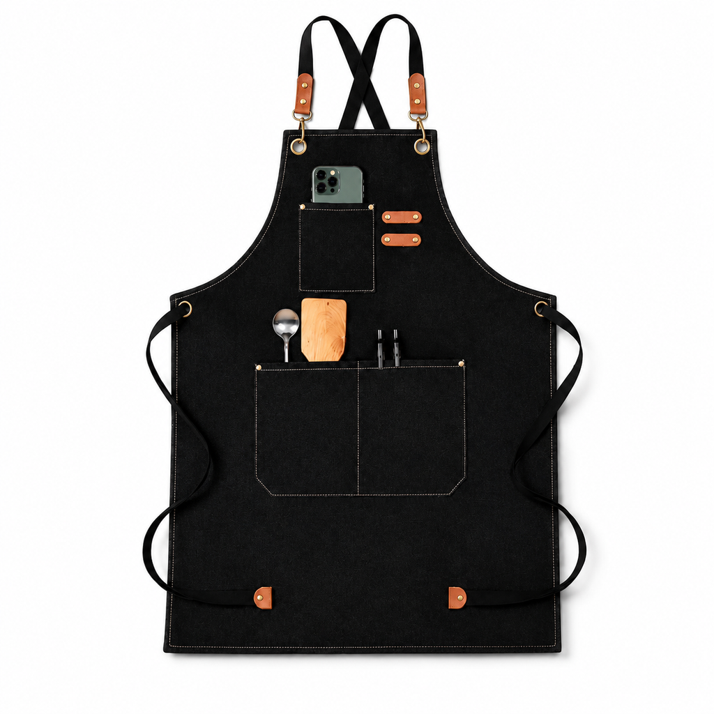 Multi-Pocket Fabric Apron – Adjustable Kitchen, Gardening & Craft Apron