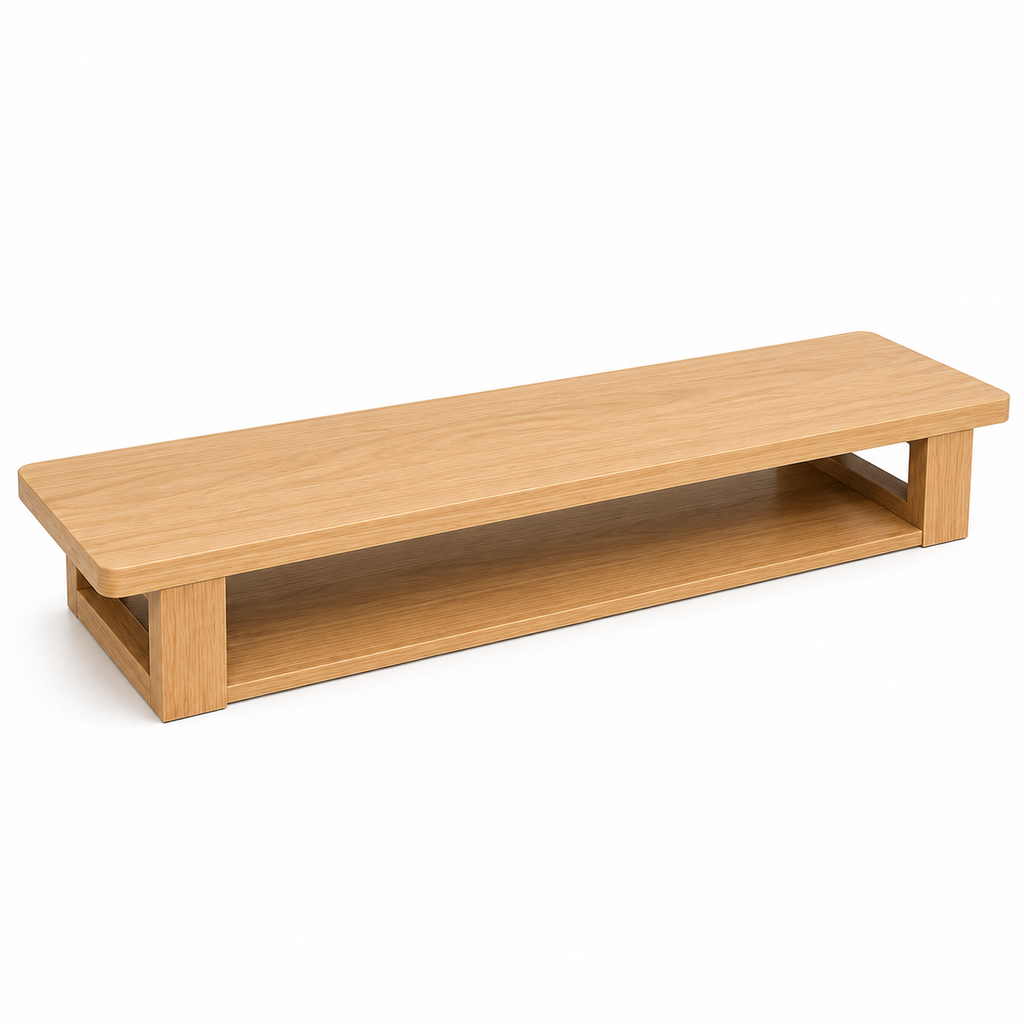 Solid Wood Monitor Stand with Storage Shelf