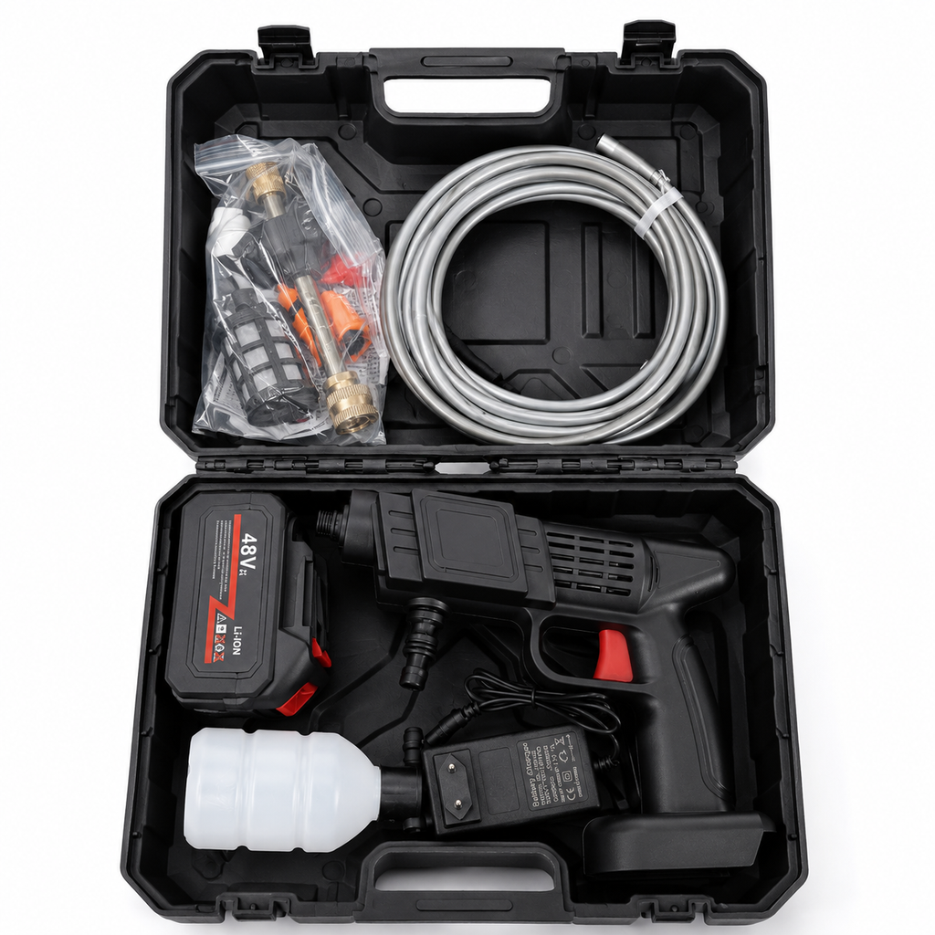 48V Cordless Portable Pressure Washer Kit with Battery & Accessories