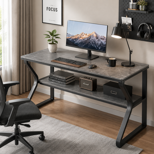 120cm Modern Computer Desk / Study Table with Storage Shelf