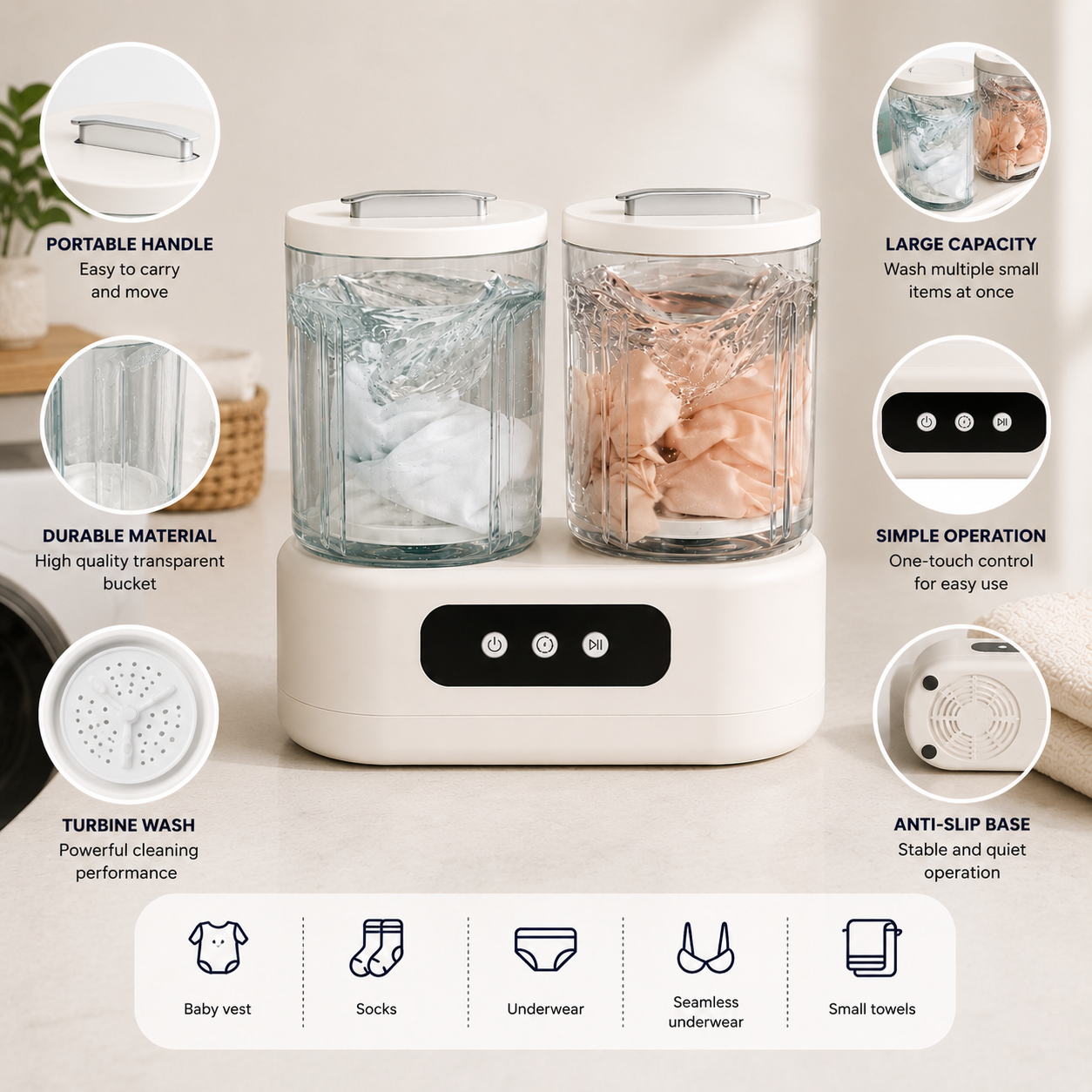 Portable Double Bucket Mini Washing Machine