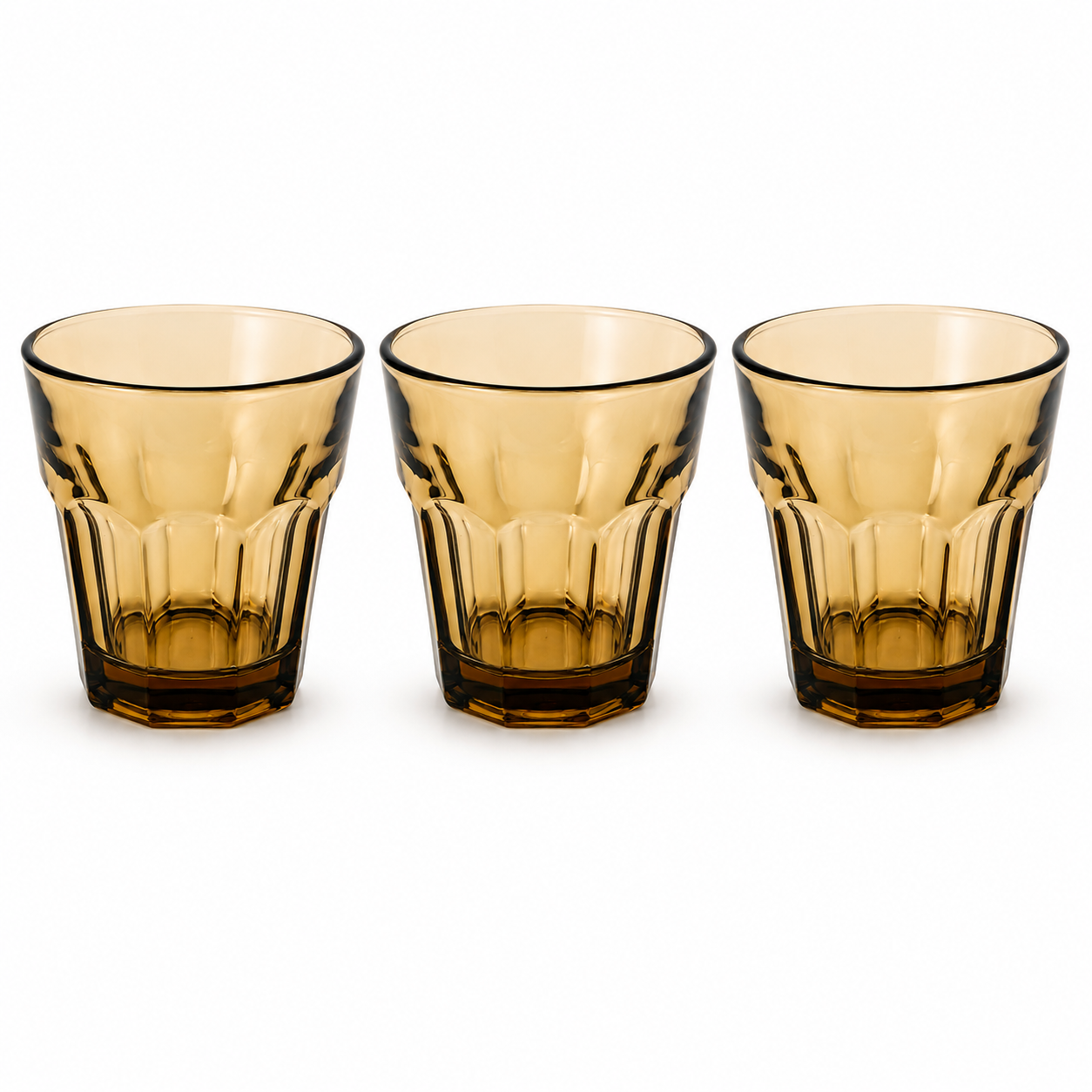 Amber Glass Mug Set of 3 | 200ml Drinking Glasses