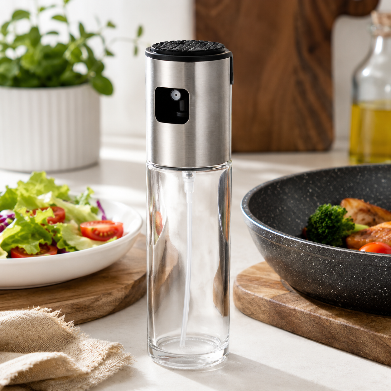 Glass Oil Sprayer Bottle 180ml – Refillable Kitchen Cooking Oil Mister