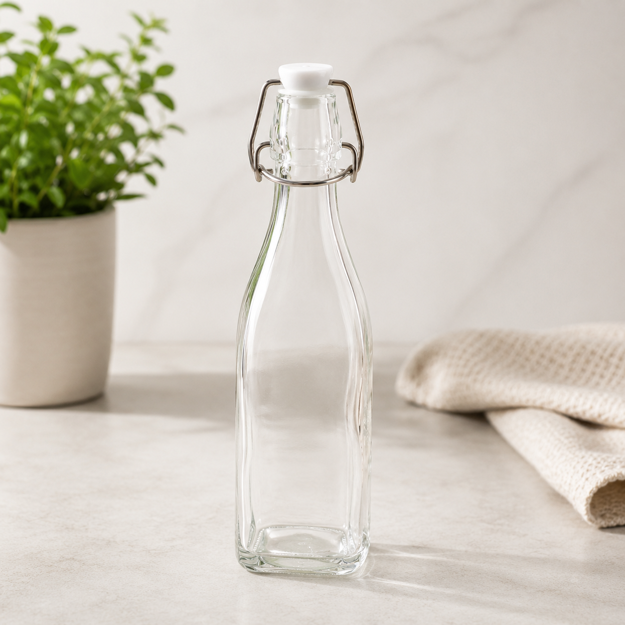 750ml Glass Bottle with Airtight Swing Top Lid – Reusable Beverage Storage Bottle