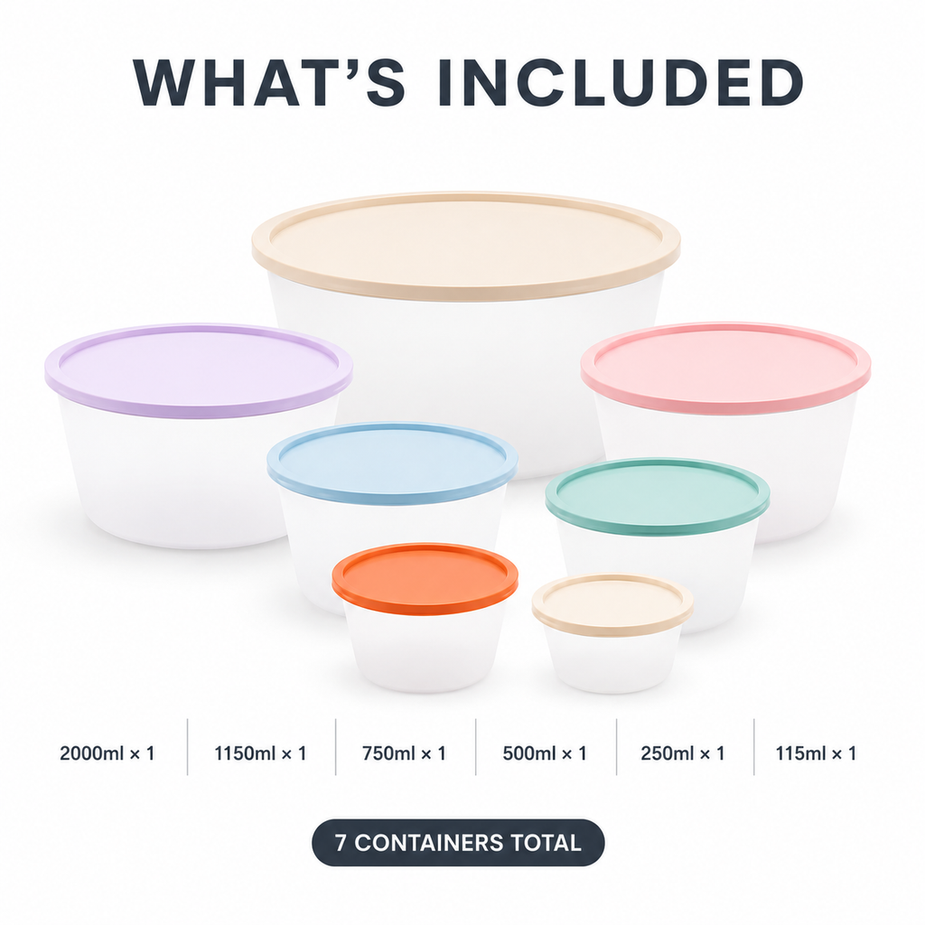 7 Piece Food Storage Container Set – Reusable Fresh Keeping Boxes with Lids