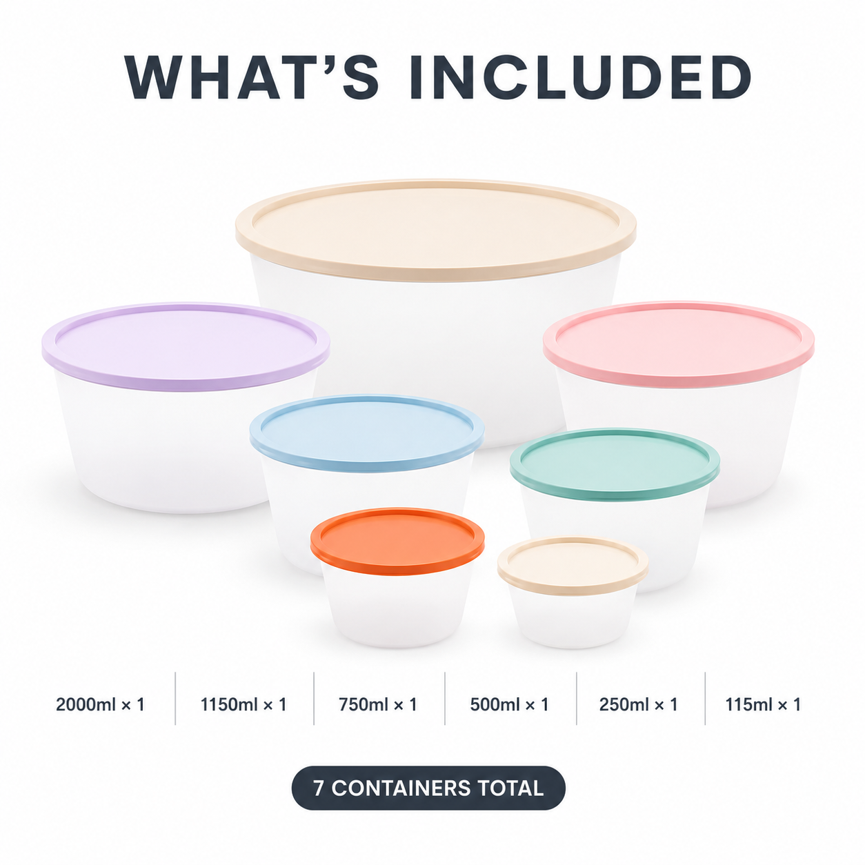 7 Piece Food Storage Container Set – Reusable Fresh Keeping Boxes with Lids