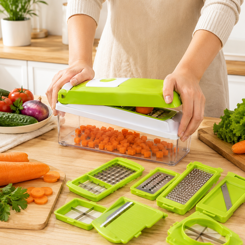 7-in-1 Multifunction Vegetable Chopper & Slicer Set | Manual Food Prep Cutter