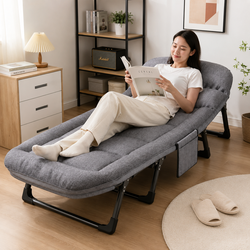 TI-100 Foldable Guest Bed with Mattress & Adjustable Backrest
