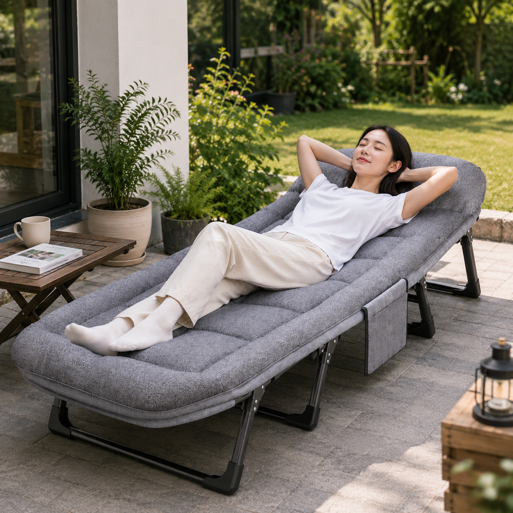 TI-100 Foldable Guest Bed with Mattress & Adjustable Backrest