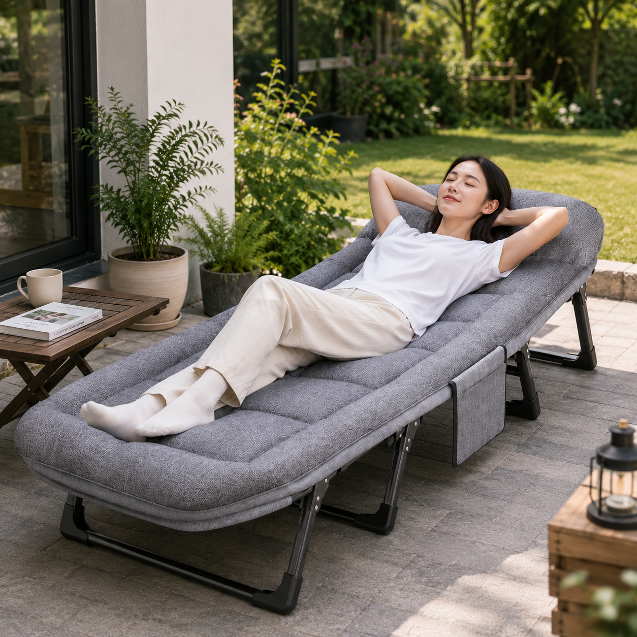TI-100 Foldable Guest Bed with Mattress & Adjustable Backrest