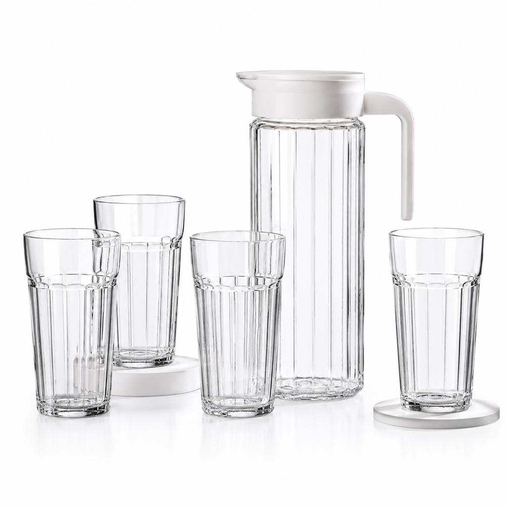 5-Piece Glass Water Jug & Drinking Glass Set