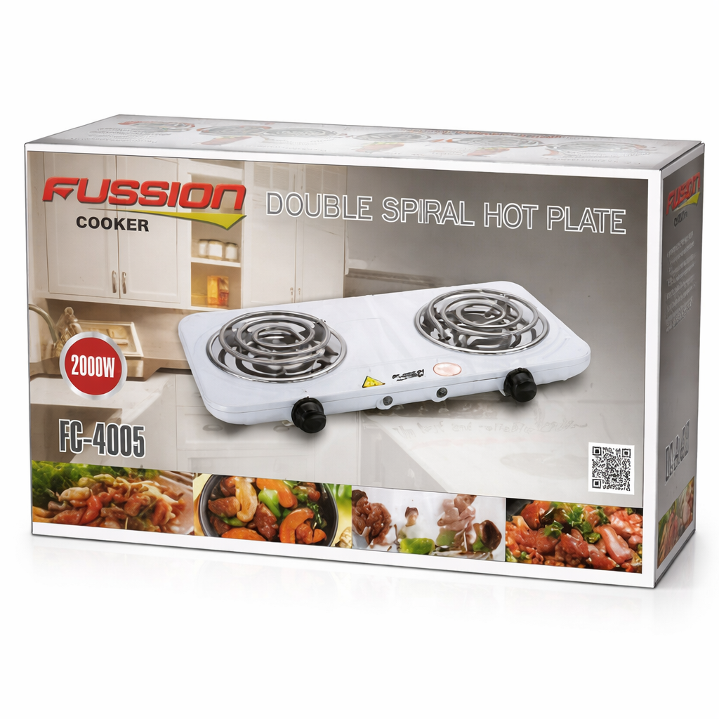 FUSSION FC-4005 Double Spiral Hot Plate Cooker – 2000W Dual Electric Countertop Burner