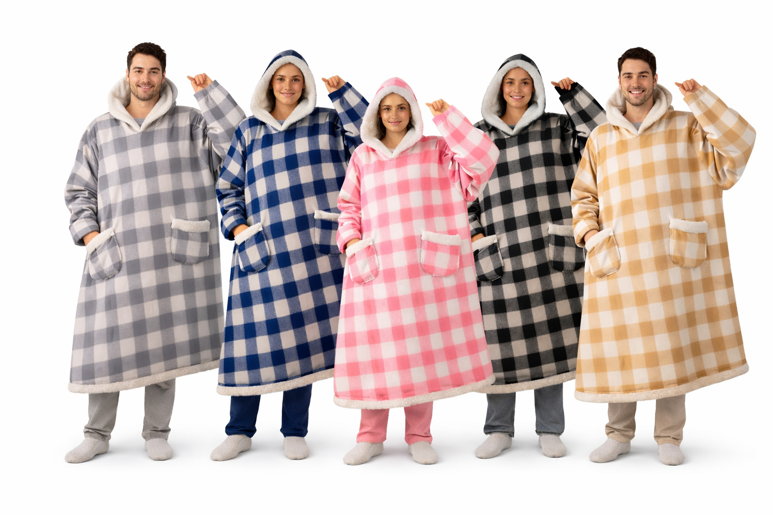 Oversized Hooded Wearable Blanket – Unisex Sherpa Lined Hoodie Blanket with Pocket