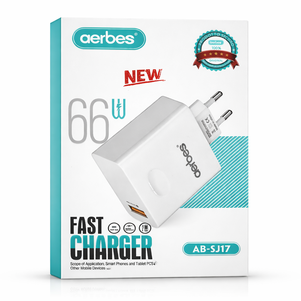Aerbes AB-SJ17 66W Fast Charger – Single USB-A Wall Charger (Quick Charge 3.0)