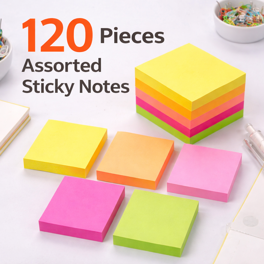 Weibo 120 Pieces Assorted Sticky Notes – Colourful Memo Pads