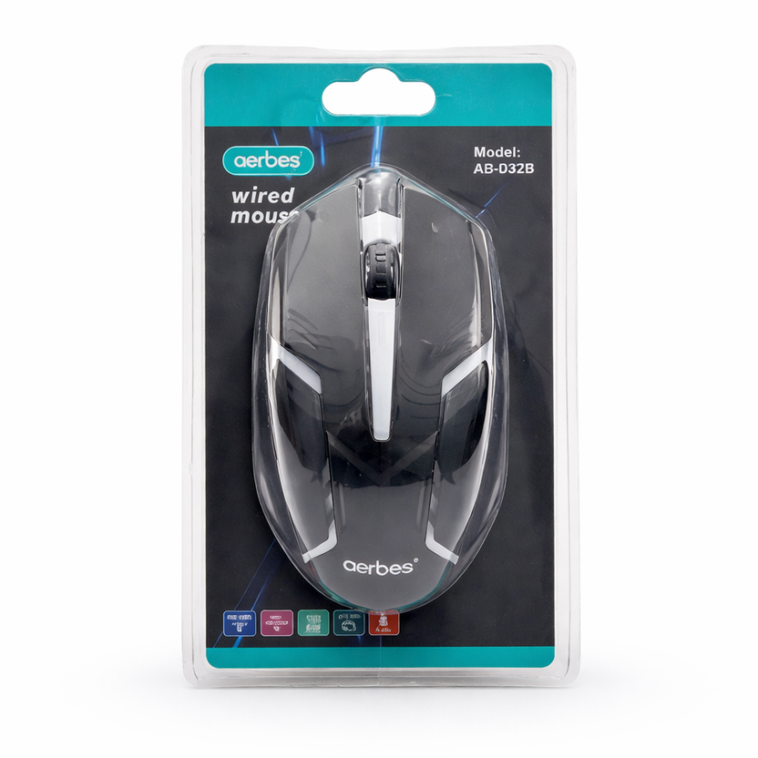 Mouse Abs Aerbes Wired Gaming Mouse AB-D32B – USB Ergonomic Mouse for Work ...