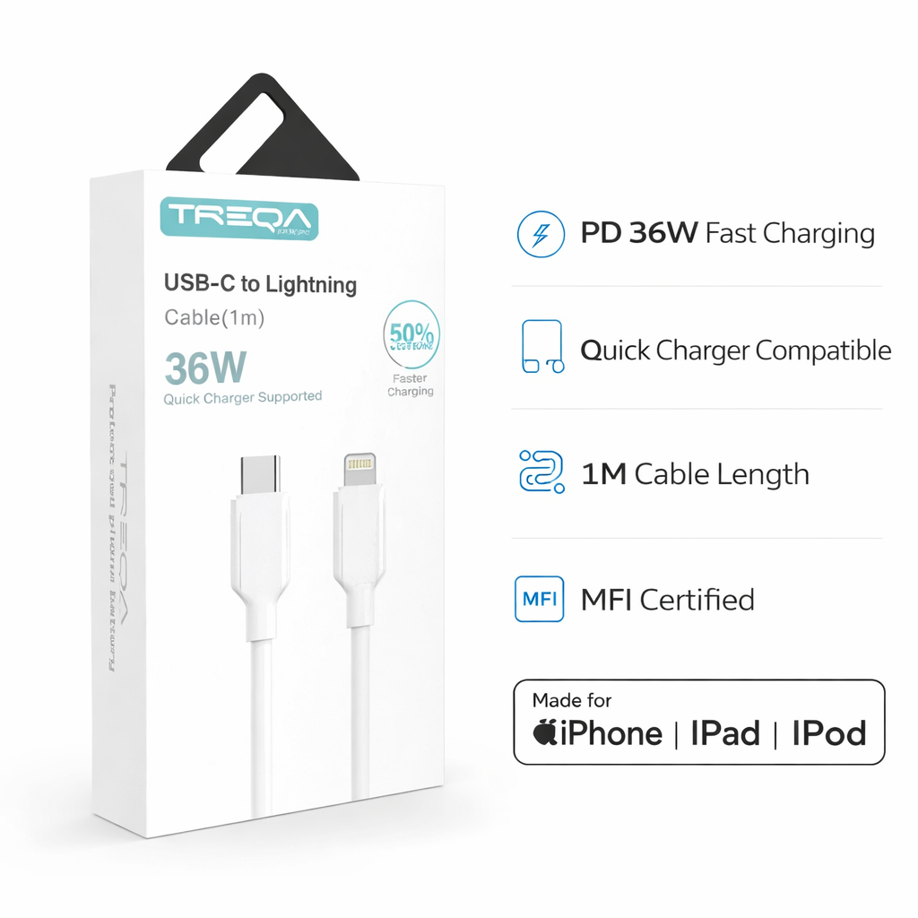 USB-C to Lightning Cable (1m) – 36W Charging Cable