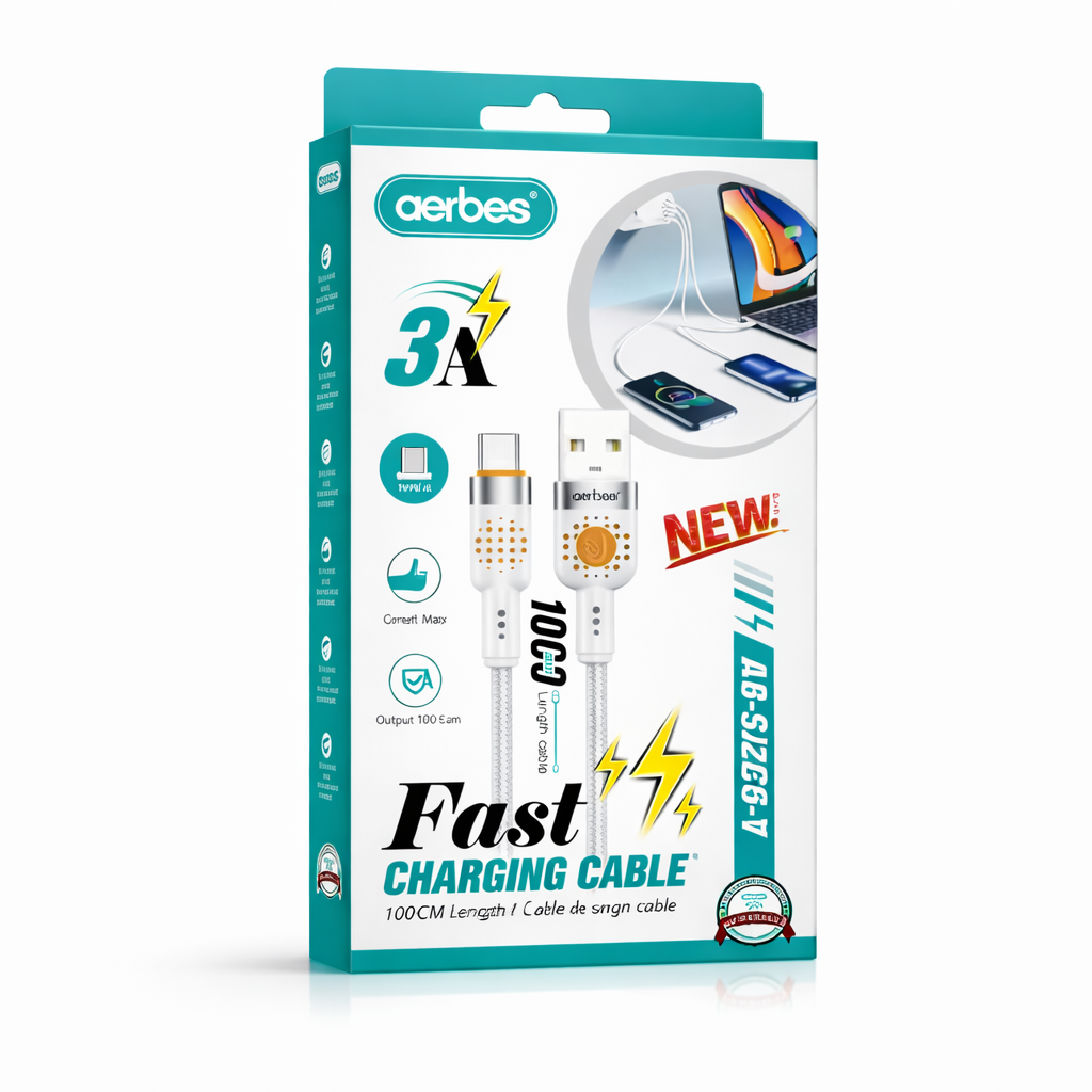 Aerbes USB-A to USB-C Fast Charging Cable 1M (3A Output)