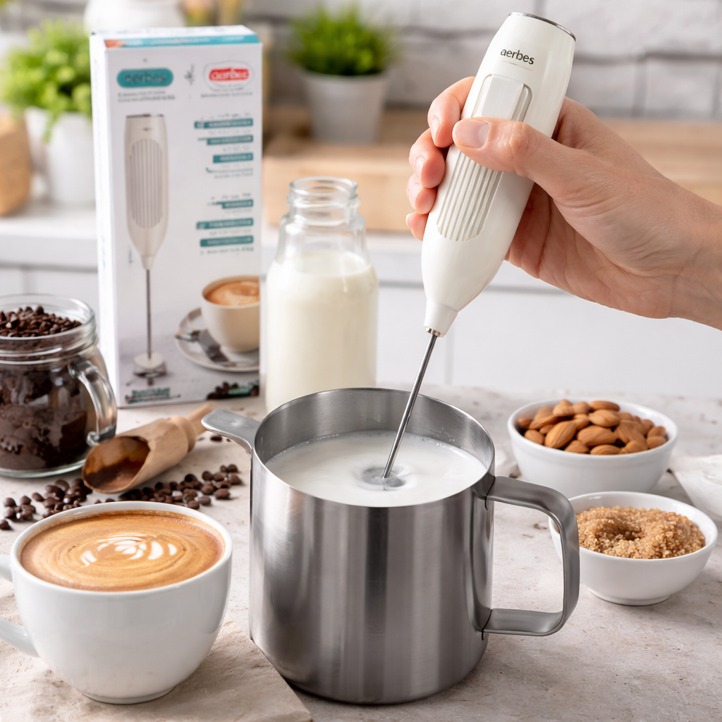 Electric Milk Frother Handheld – Portable Coffee Foam Maker (Battery Operated)