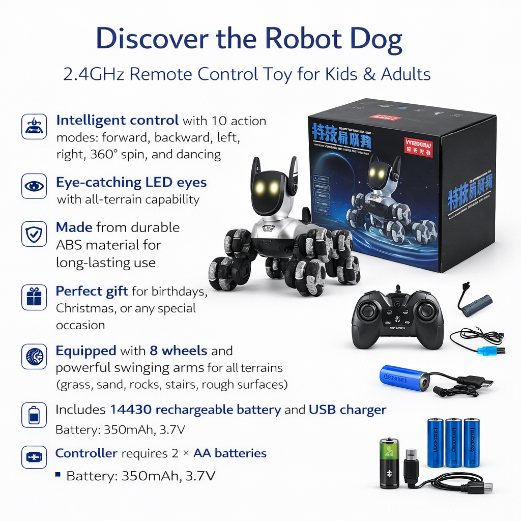 RC Robot Dog 2.4GHz LED Toy