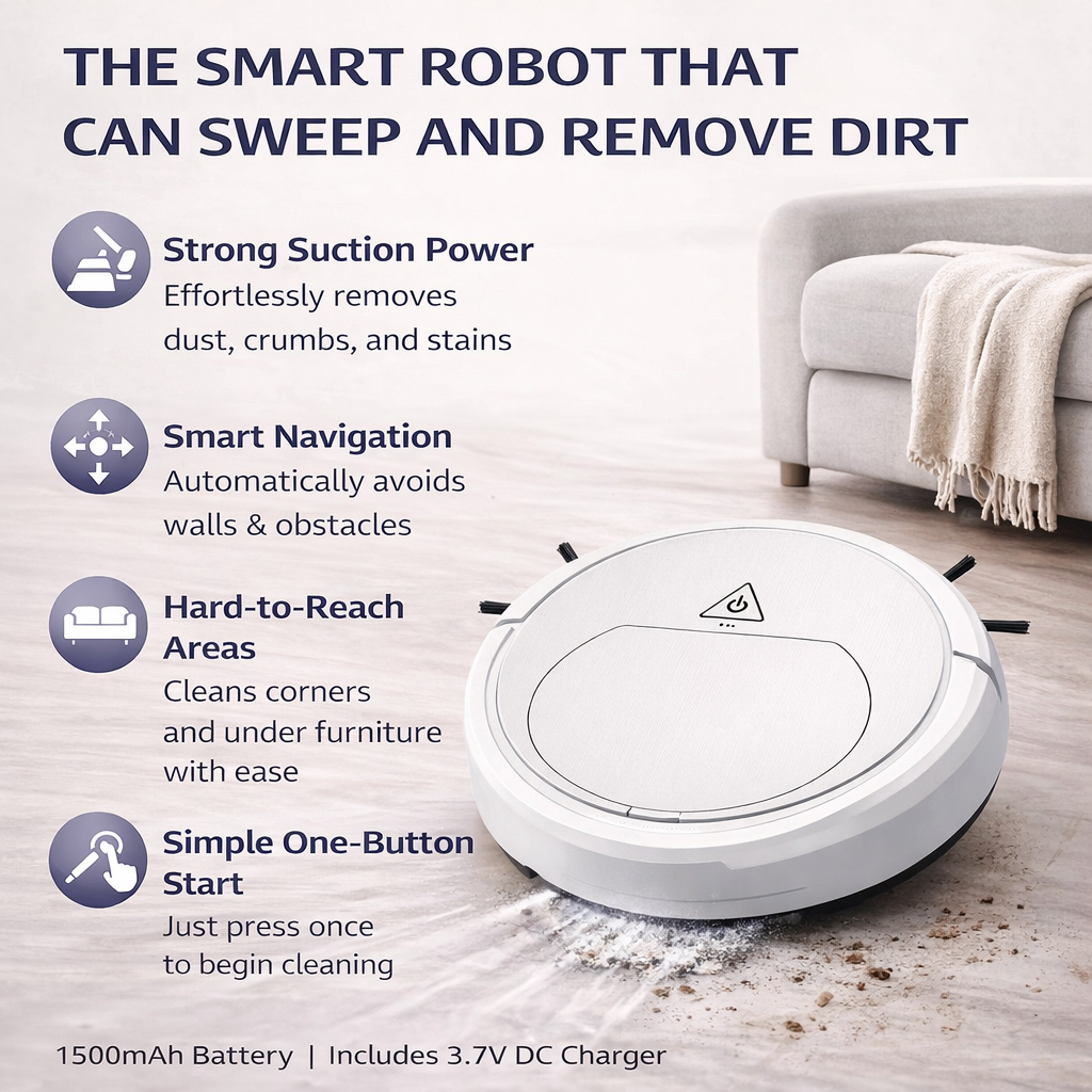 Smart Robot Vacuum Cleaner | Automatic Sweeping & Dust Cleaning with Strong Suction