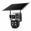 Solar Powered Dual-Lens PTZ Security Camera | Wireless Outdoor CCTV with Auto Tracking & Night Vision