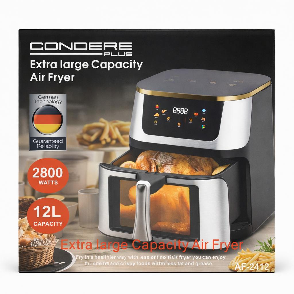 Condere 12L Digital Air Fryer 2800W | Extra Large Capacity with Smart Touch & Rapid Air Technology