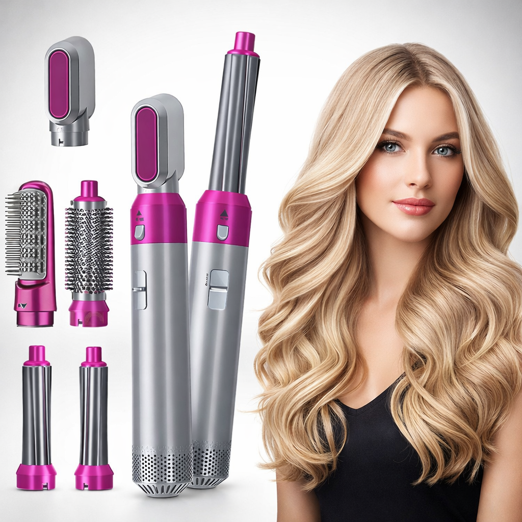 5-in-1 Ionic Hot Air Styler | Blow Dryer, Curling Wand & Volumizing Brush