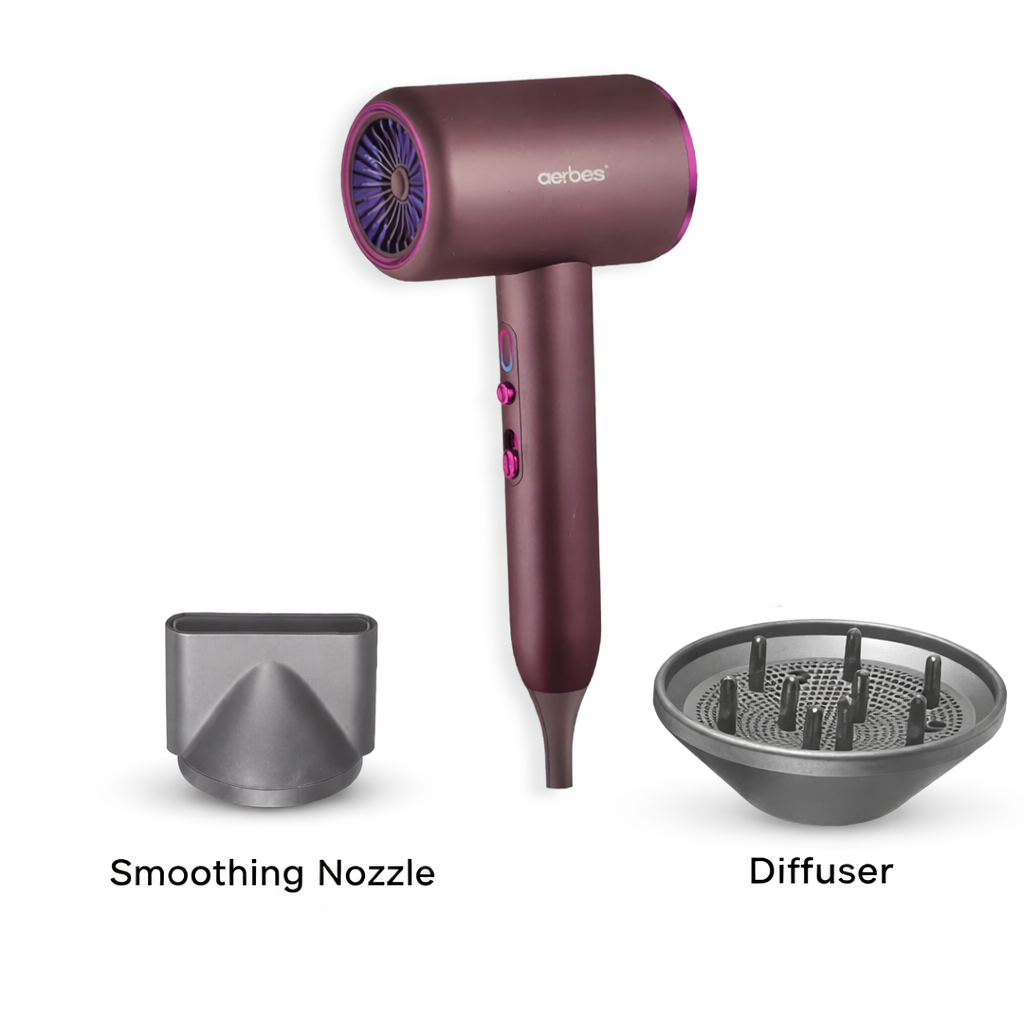 High-Power Ionic Hair Dryer | Fast Drying, Low Noise, Diffuser & Nozzle