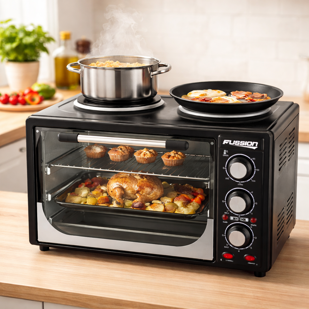 Fussion 32L Oven with Dual Hotplates Countertop Electric Oven