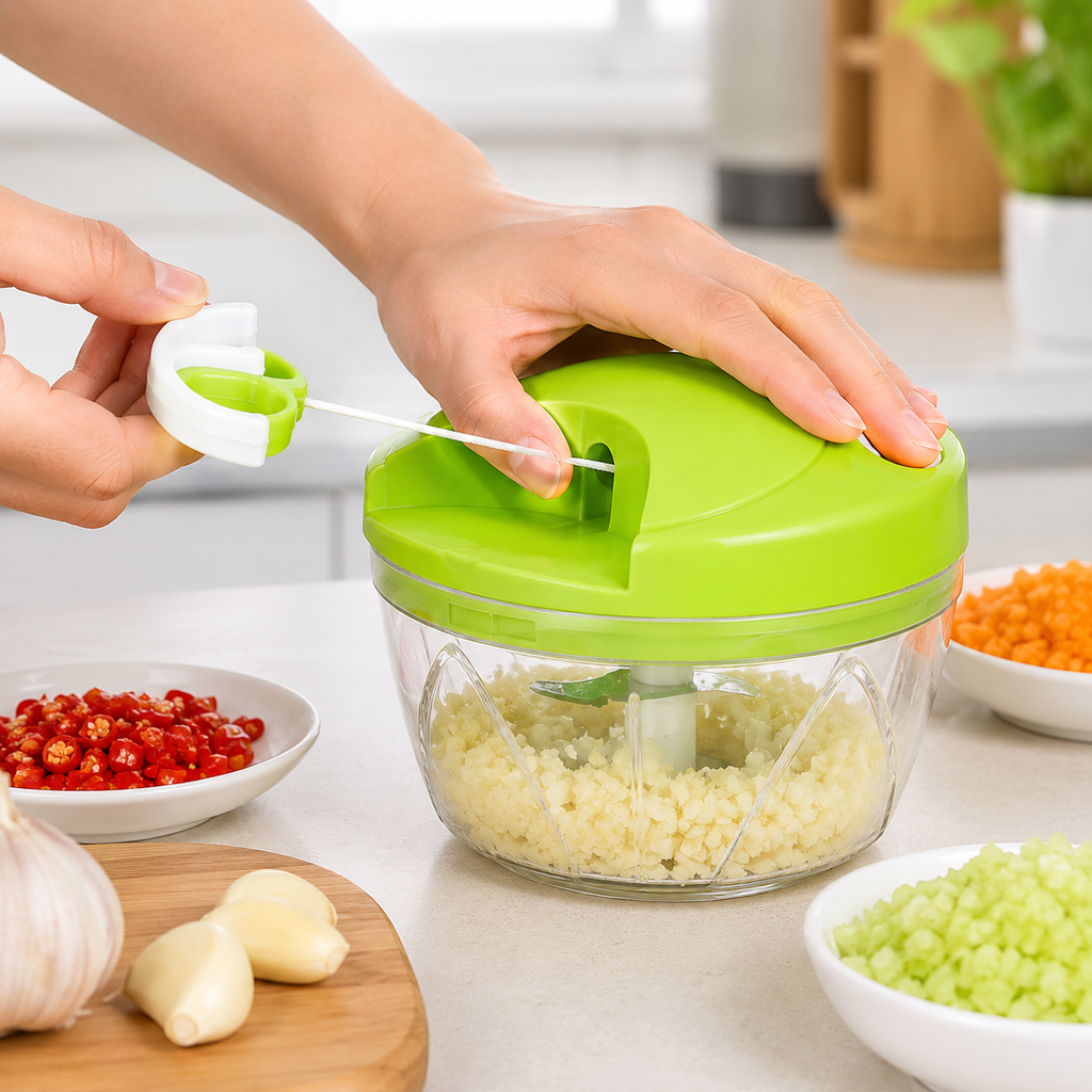 Mini Plastic Vegetable & Fruit Food Chopper with Pull String