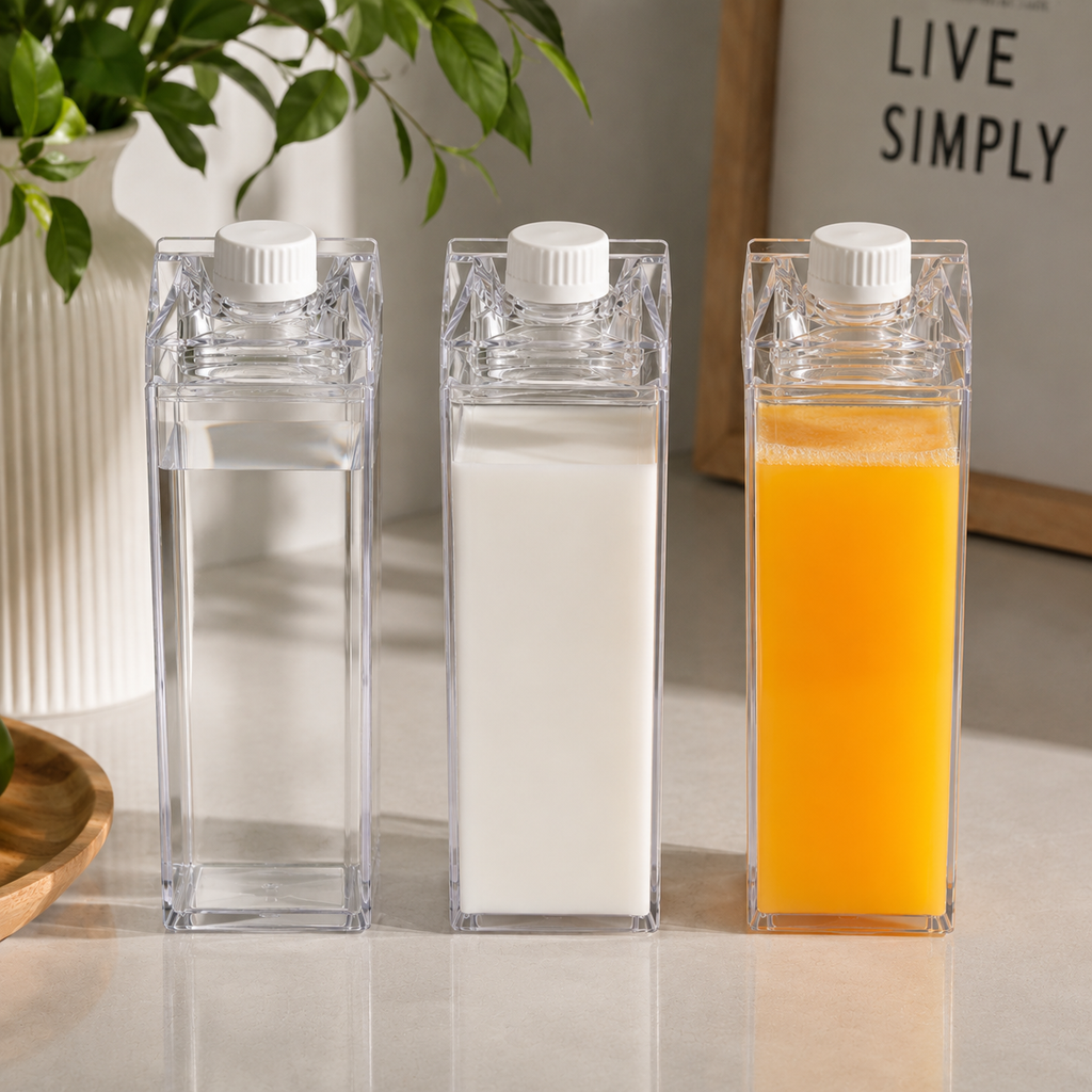 1L Transparent Carton Bottle – BPA-Free Spill-Free Drink Container