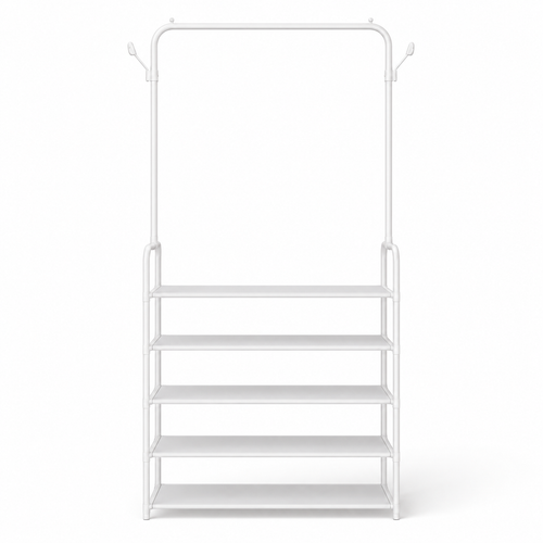 5-Tier 2-in-1 Shoe Rack with Coat & Hat Hanger – Space Saving Entryway Organizer