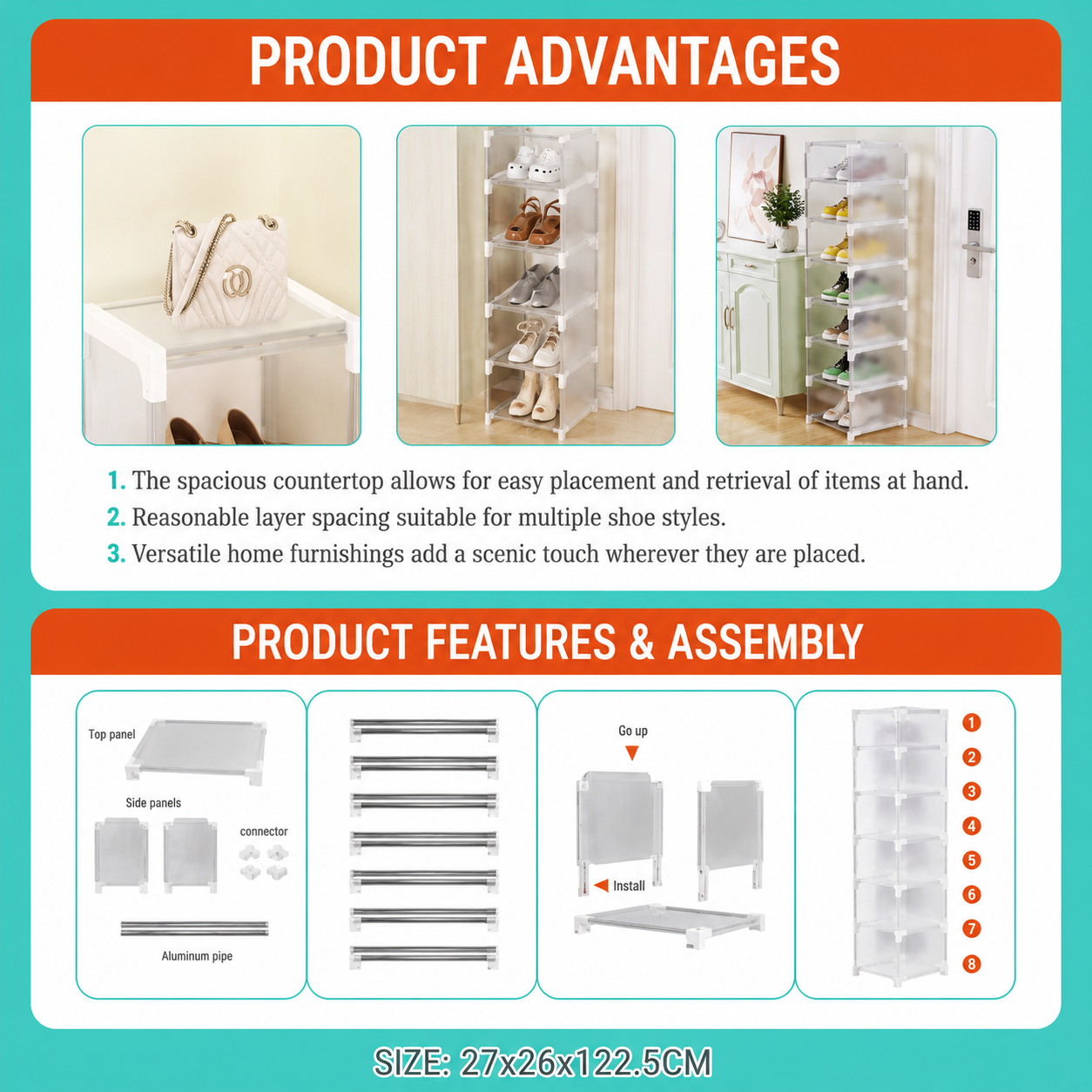 Simple Membrane Shoe Cabinet – 8 Layer Shoe Rack Organizer